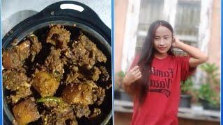 How to make tasty pork fry without oil//Naga girl// Lily Lomou chang//