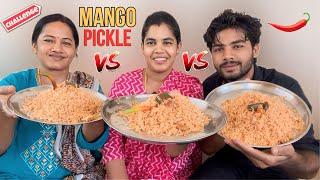 Eating mango pickle challenge with my mom and sis #foodchallenge #funny #youtube