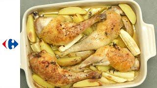 Cuisses de poulet et panais rôtis au citron et gingembre (Bio)