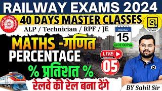 RRB ALP/Technician/JE/RPF 2024 | Maths- Percentage Questions |Railway Maths by Sahil sir #class05