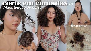 Cortando o cabelo sozinha _ sem tirar o comprimento (manutenção) corte em camadas, base em U ˙•༅