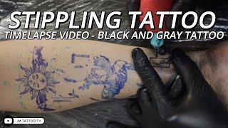 STIPPLING TATTOO - CLIENT DESIGN - BLACK AND GRAY TATOO | JMT TV