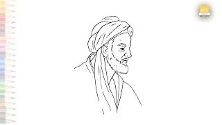 Avicenna (Ibn Sīnā) drawings | Outline drawings | How to draw Avicenna /Ibn Sina step by step easy