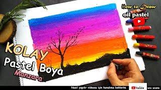 HOW TO DRAW SUNSET WİTH OİL PASTEL   | STEP BY STEP   | EASY  | TURKISH