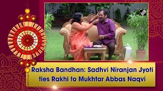 Raksha Bandhan: Sadhvi Niranjan Jyoti ties Rakhi to Mukhtar Abbas Naqvi