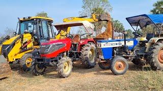 Jcb 3dx Eco Excellence Machine Loading Red Mud In Mahindra and Swaraj Tractor | Jcb Tractor Cartoon