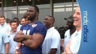 CITY ON TOUR: Micah Richards meets Justin Tuck of the NY Giants