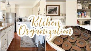 Simple Farmhouse Kitchen Tour - Kitchen Organization Ideas 2022 - Kitchen Storage with No Pantry