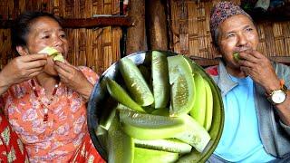 jungle man & his wife eating village cucumber || a family in the village @bhumicooking