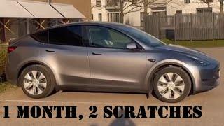 Tesla Model Y QuickSilver from Berlin - Two scratches after one month!