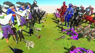 SPIDERMAN EVIL WAR - VENOM TEAM vs SPIDERMAN FAMILY - Animal Revolt Battle Simulator