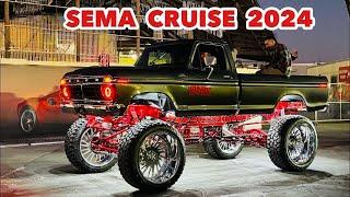  SEMA CRUISE 2024! Incredible Custom Cars & Trucks roll out from Las Vegas Convention Center  (4K)