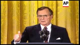 President George H. W. Bush discusses US-Iran relations during an primetime press conference