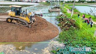 Impressive Activity !! Amazing Skill SHANTUI Bulldozer Push Sand to Connect Roads 100%