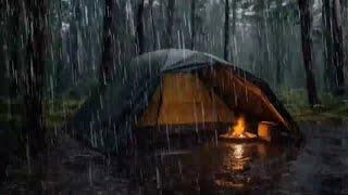 HEAVY RAIN CAMPING TENT IN THE FOREST zzzzZZZZZZZZzzzz