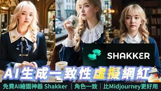 再見Midjourney，免費AI繪圖神器 Shakker，手把手教你畫出同一人物網紅，還能控制動作！｜轉換風格｜角色一致控制動作支援SD、FLUX等模型在線網站丨 stable diffusion