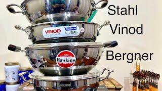 Best stainless steel Kadai Hawkins Vs Vinod Vs Bergner Vs Stahl  Triply Steel kadai in India