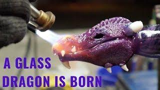 Glassblowing: DRAGON on a GLASS EGG