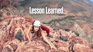 We Pushed It Too Far: Red Rock Canyon's Mt  Wilson via Cleaver Crack