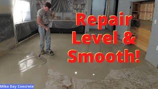 Amazing Self Leveling Concrete Overlay (Fixing a badly damaged concrete floor)