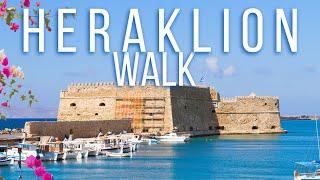 HERAKLION Walk 2024 l Crete l With Happymusik and Captions l Lighthouse and the streets