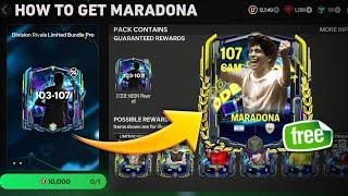 LOGIN FC MOBILE TO GET FREE DIVISION & LEAGUE REWARDS!! HOW TO GET 107 OVR MARADONA NEON FC MOBILE!