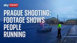 Prague shooting: Footage shows people running