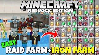 Minecraft Bedrock: EASY RAID FARM + IRON FARM Tutorial! MCPE Xbox PS5 PC