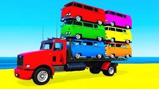 COLOR BUS on TRUCK and Cars Cartoon for Kids & Fun Colors for Children Nursery Rhymes