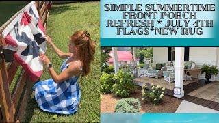 NEW!!!  SIMPLE SUMMERTIME FRONT PORCH REFRESH / FENCE FLAGS & NEW RUG - JESSICA MILLER NASHVILLE