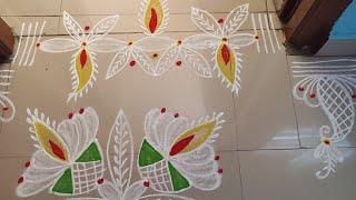 Traditional Padikolam/Pooja room decorations/Nilavasal alangaram/ kadapamuggulu /doorstep rangoli..