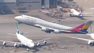 Asiana 747-400 Take off Hong Kong Airport with ATC