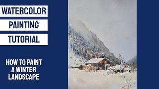 Watercolor Painting Tutorial - How to Paint a Winter Landscape