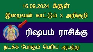 ரிஷபம் ராசிக்கு 16.09.2024 க்குள் இறைவன் காட்டும் 3 அறிகுறி பெரிய ஆபத்து Aavani month rishabam rasi