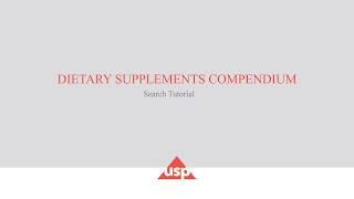 Dietary Supplements: DSC Online Search Tutorial | USP