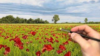 Painting a Field of Poppies | Timelapse