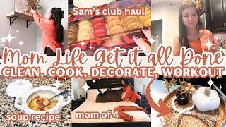 FALL ROUTINE MOM OF 4 GET IT ALL DONE | SAM'S CLUB HAUL | CLEAN, COOK + HOME DECOR