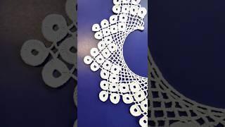 Воротничок крючком из белой пряжи #вязаниекрючком