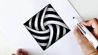 geometric drawing || optical illusion drawing art