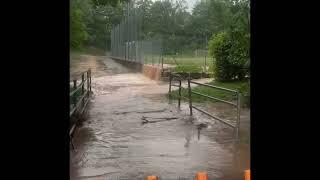 Hochwasser in Schorndorf (Baden-Württemberg) am 26. Juni 2024, das zweite Mal in diesem Monat