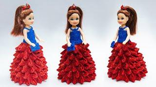 Платье для куклы из фоамирана | Doll Dress Making | How to decorate the doll foam glitter