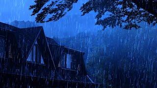 Beat Insomnia to Fall Asleep Instantly  Heavy Rain & Powerful Thunderstorm on Ancient Roof at Night