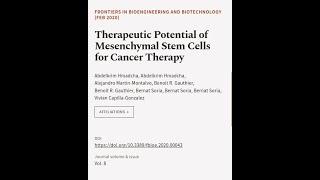 Therapeutic Potential of Mesenchymal Stem Cells for Cancer Therapy | RTCL.TV