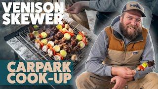 Teriyaki Venison Skewers on the Snow Peak BBQ Box | Mickey's Carpark Camp Cooking