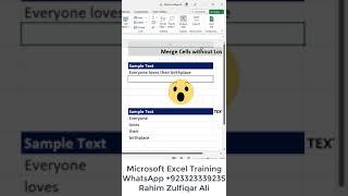 Merge Cells without Losing Data in Microsoft #Excel #shorts