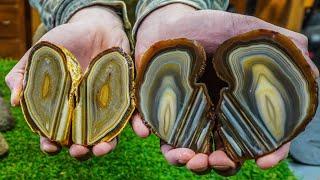 Cutting AMAZING Brazilian agates open!