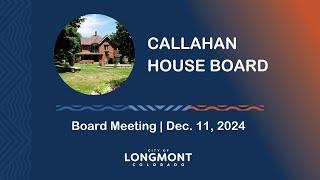 Callahan House Board Meeting, Dec. 11, 2024