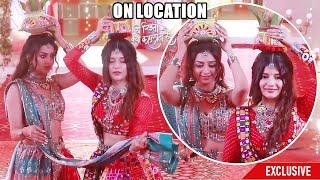 YRKKH: Abhira Ne Ruhi Ko Girne Se Bachaya; Lehenga Ka Pallu Pakad Ke Aage Chali | ON LOCATION