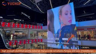 YUCHIP U-Shaped Transparent LED Screen Transforms Mall Elevator | InFiSlim P2.6