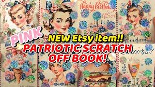 NEW ETSY ITEM! BEAUTIFUL VINTAGE Girl SCRATCH OFF BOOK! FIRST PHYSICAL item! Americana, 4th of July!